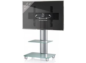 4012246171204 - TV Standfuß mit Zwischenboden Alu Fernseh Ständer rollbar ESG-Sicherheitsglas Maße ca H 100 x B 60 x T x 44 cm - Tosal ZW