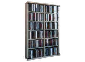 4012246504101 - CD Regal Holz CD Schrank mit ESG-Sicherheitsglastüren für 300 CDs oder 130 DVDs oder 72-Videos Maße H 92 x B 60 x T 18 cm Elegantes DVD Regal Blu ray Regal CD Regal - Roma