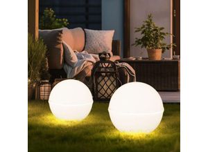 4012248386941 - Außenleuchte Kugel Stecklampe E27 Kugelleuchte Erdspieß Gartendeko weiß Kabel 5m E27 Fassung DxH 20x51 cm 2er Set