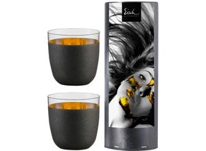 4012348207351 - Becher EISCH Cosmo Trinkgefäße schwarz (schwarz transparent goldfarben) Becher Tassen Echtgold handgefertigt bleifrei 390 ml 2-teilig Made in Germany