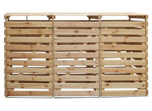 4012379000051 - Mülltonnenbox PROMADINO Vario V Aufbewahrungsboxen Gr B H T 92 cm x 122 cm x 219 cm beige (natur) für 3 Tonnen robust aus ökologisch zertifiziertem Kiefernholz 4012379000051 - Mülltonnenbox PROMADINO Vario V Aufbewahrungsboxen Gr B H T 92 cm x 122 cm x 219 cm beige (natur) für 3 Tonnen robust aus ökologisch zertifiziertem Kiefernholz