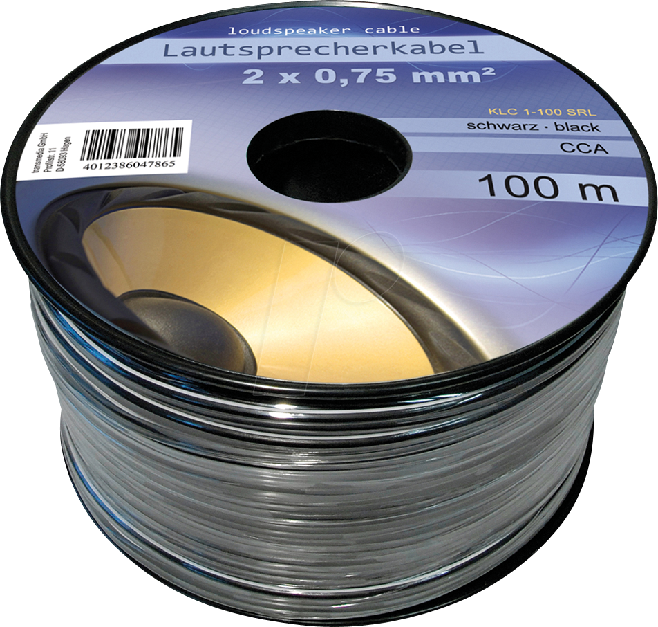 4012386047865 - TME KLC1-100SRL - Lautsprecherkabel CCA-Leiter 2x075mm² schwarz 100m-Spule