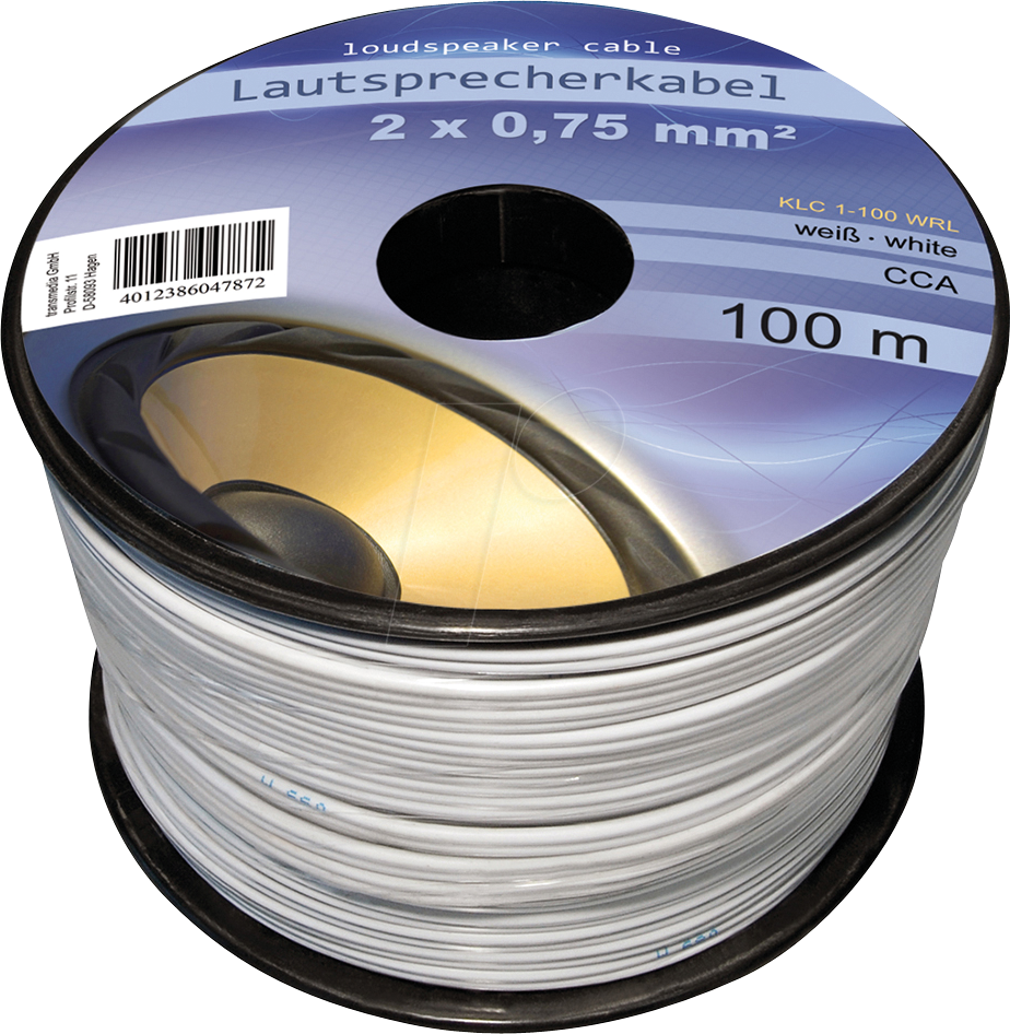 4012386047872 - TME KLC1-100WRL - Lautsprecherkabel CCA-Leiter 2x075mm² weiß 100m-Spule