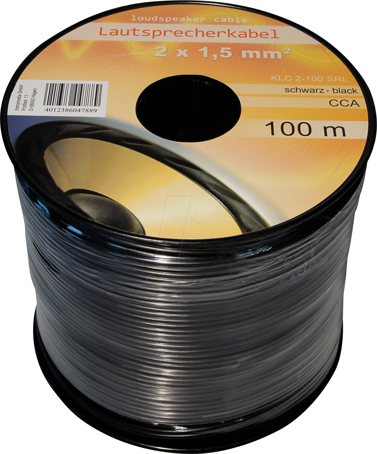 4012386047889 - TME KLC2-100SRL - Lautsprecherkabel CCA-Leiter 2x15mm² schwarz 100m-Spule