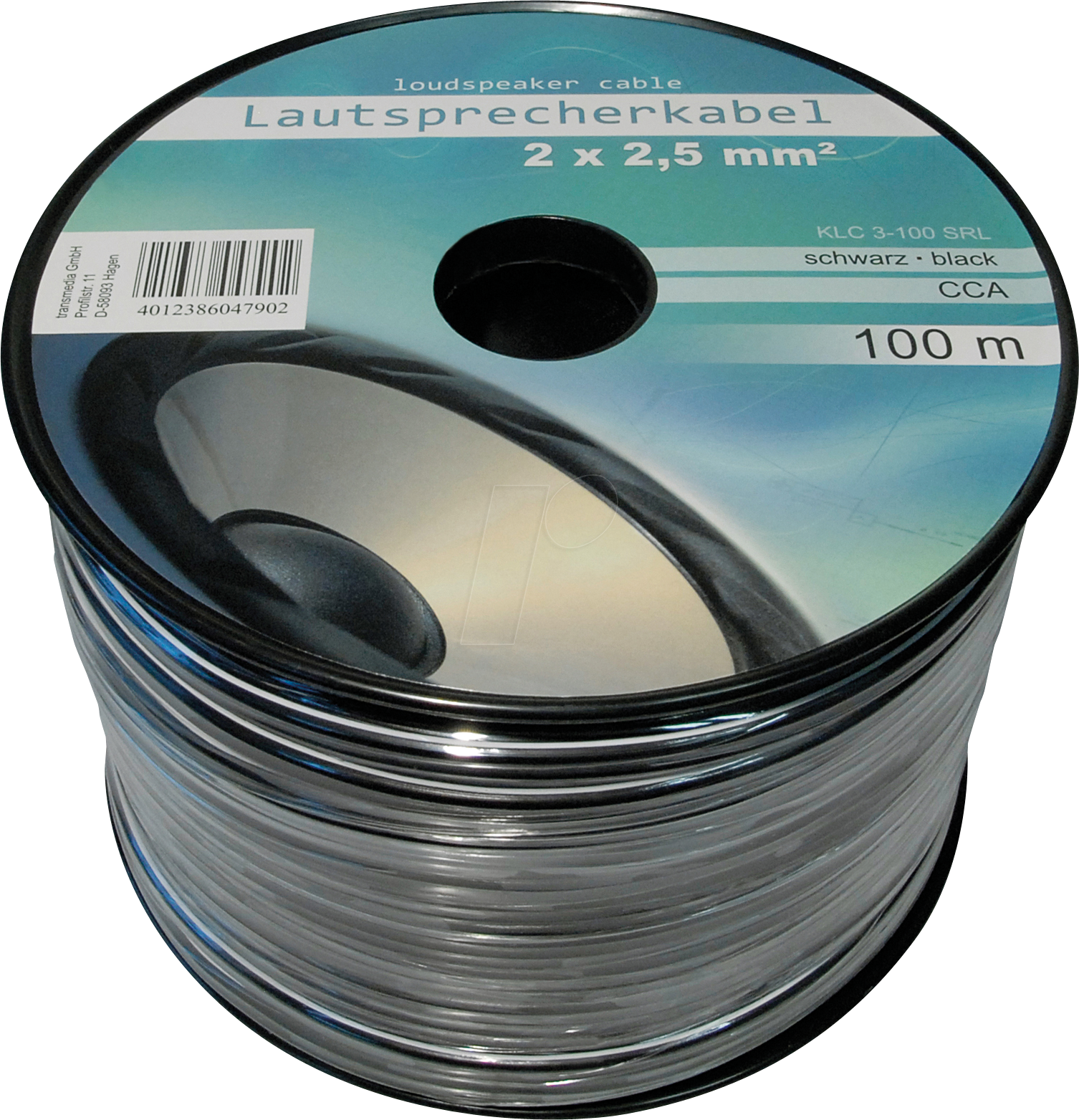 4012386047902 - TME KLC3-100SRL - Lautsprecherkabel CCA-Leiter 2x25mm² schwarz 100m-Spule