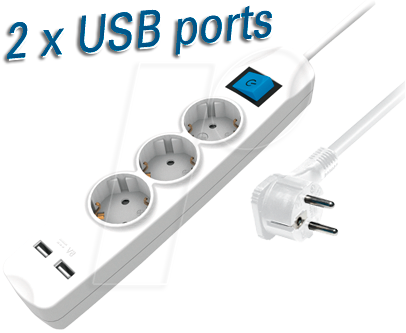 4012386055280 - TME NV56-5WL - Steckdosenleiste 3-fach 2x USB weiss 5 m