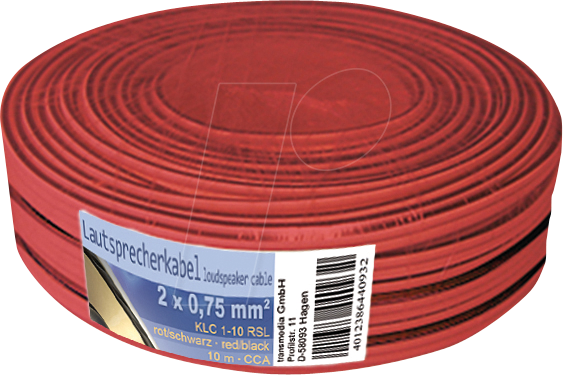 4012386440932 - TME KLC1-10 RSL - Lautsprecherkabel CCA-Leiter 2x075mm² rot schwarz 10m-Ring