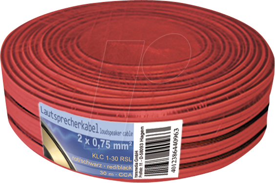 4012386440963 - TME KLC1-30 RSL - Lautsprecherkabel CCA-Leiter 2x075mm² rot schwarz 30m-Ring