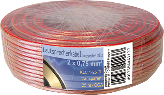 4012386441137 - TME KLC1-25 TL - Lautsprecherkabel CCA-Leiter 2x075mm² transp 25m-Ring