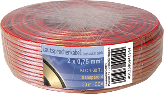 4012386441144 - TME KLC1-30 TL - Lautsprecherkabel CCA-Leiter 2x075mm² transp 30m-Ring