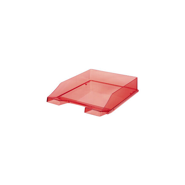 4012473013674 - Ablagekorb Klassik für Format A4 C4 mit Beschriftungsfeld stapelbar B 255 x T 348 x H 65 mm Kunststoff rot transparent 6 Stück