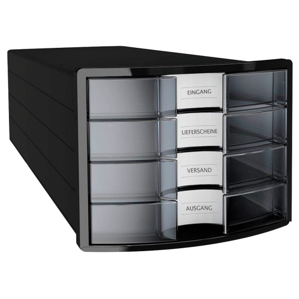 4012473101234 - Schubladenbox Impuls 1010-363 schwarz transparent 4 Schubladen geschlossen 4012473101234 HAN