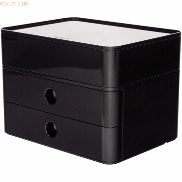 4012473110014 - Schubladenbox Smart-Box Plus Allison 1100-13 schwarz schwarz 2 Schubladen geschlossen mit Utensilienbox 4012473110014 HAN