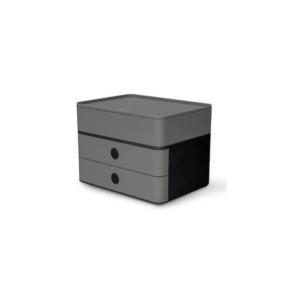 4012473110045 - Schubladenbox Smart-Box Plus Allison 1100-19 DarkGrey GraniteGrey 2 Schubladen geschlossen mit Utensilienbox 4012473110045 HAN