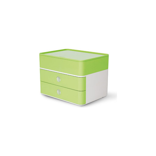 4012473110052 - - Schubladenbox allison smart-box plus 2 Schubladen din A5 abs Kunststoff Gehäusefarbe snow white Farbe der Schublade lime green