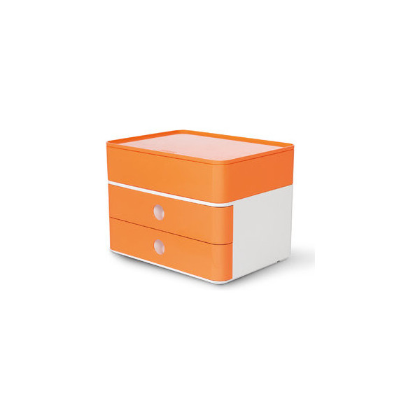 4012473110069 - Schubladenbox Smart-Box Plus Allison 1100-81 SnowWhite ApricotOrange 2 Schubladen geschlossen mit Utensilienbox 4012473110069 HA