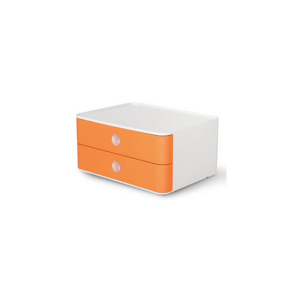 4012473112063 - Schubladenbox Smart-Box Allison 1120-81 SnowWhite ApricotOrange 2 Schubladen geschlossen