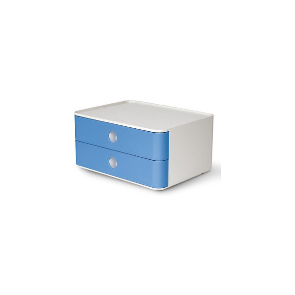 4012473112087 - Schubladenbox Smart-Box Allison 1120-84 SnowWhite SkyBlue 2 Schubladen geschlossen