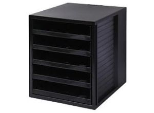 4012473140165 - - Schubladenbox schrank-set 5 Schubladen din A4 Polystyrol Gehäusefarbe schwarz Farbe der Schublade schwarz