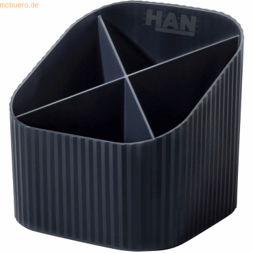 4012473172470 - Stiftehalter Karma 4 unterschiedlich hohe Fächer B 111 x H 105 x T 111 mm recycelter Kunststoff schwarz