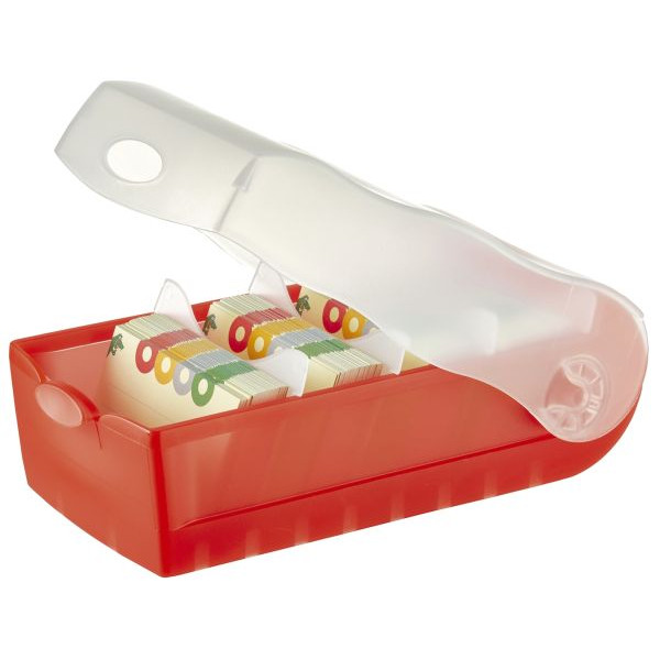 4012473998445 - Han Karteibox Croco A8 quer Lernkartei mit 100 Karten transluzent-rot