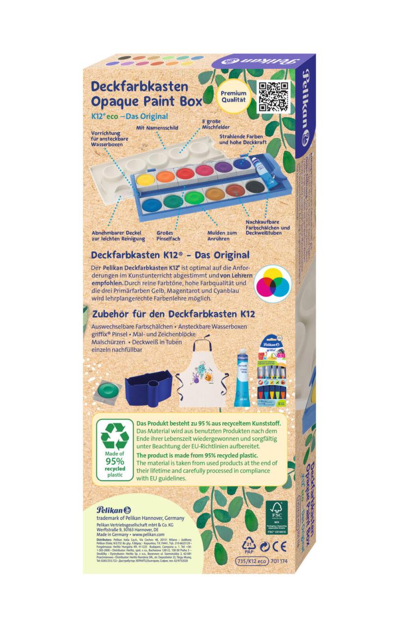 4012700701176 - Wasserfarbkasten Farbkasten K12® 12Farb 12 Farben und 1 Tube Deckweiß