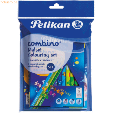 4012700812728 - Pelikan Ausmal-Set Combino Block + 12 Buntstifte