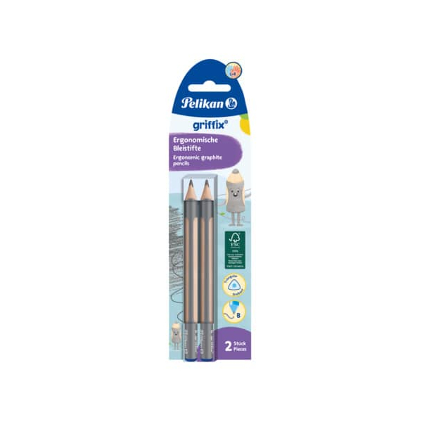 4012700817020 - Bleistift-Set griffix 817028 Härte B 35mm silber  naturbraun 4012700817020 2 Stück