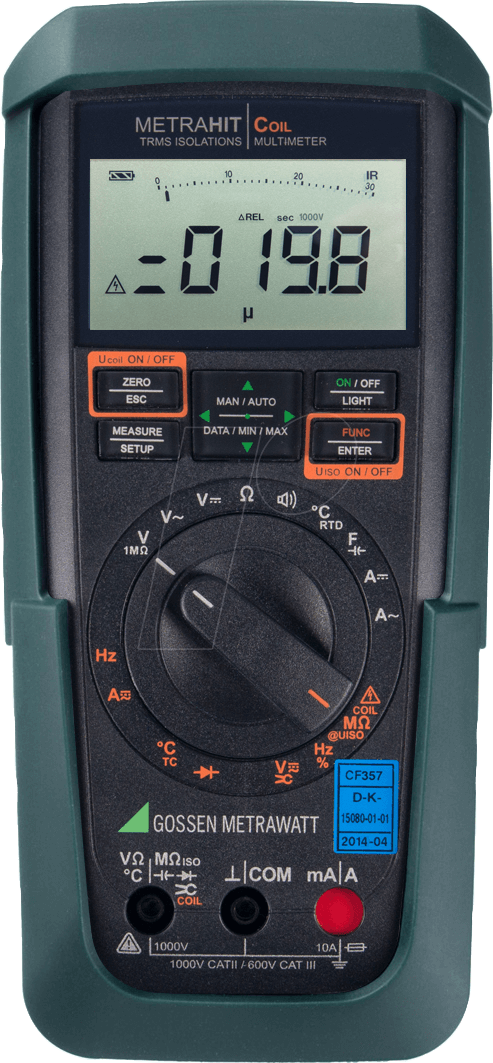 4012932125764 - Metrawatt METRAHIT COIL Hand-Multimeter kalibriert (DAkkS-akkreditiertes Labor) digital Spritzwassergeschützt (IP54) CAT III 1000 V CAT IV 600 V