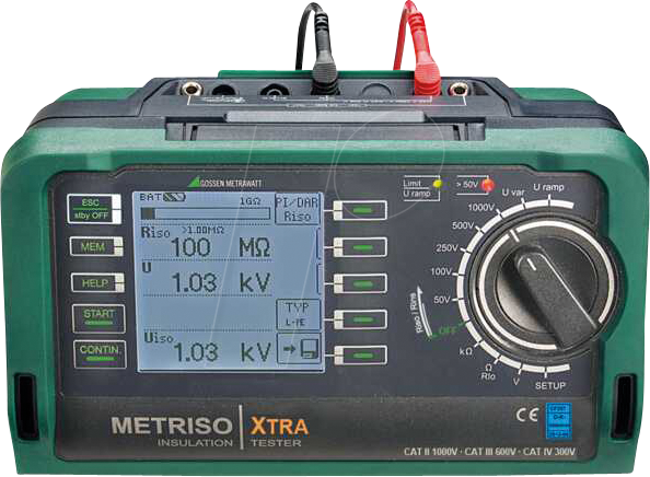 4012932126143 - Metrawatt Metriso XTRA Isolationsmessgerät kalibriert (DAkkS-akkreditiertes Labor) 50 V 100 V 250 V 500 V 1000 V 1 TΩ