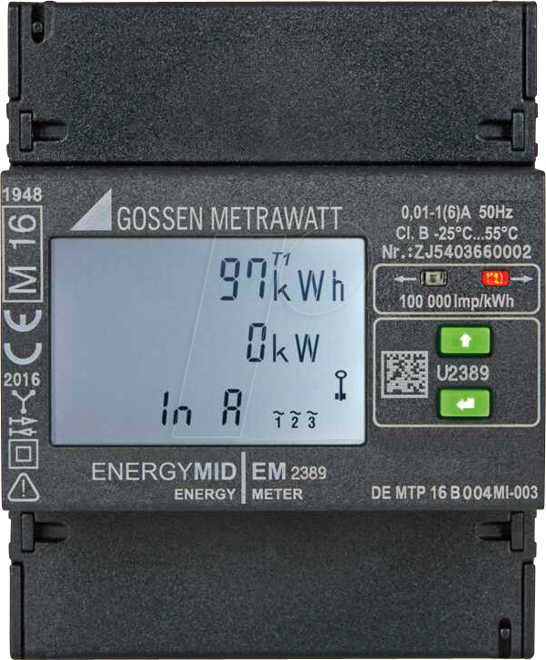 4012932133707 - Metrawatt - U2389-V047 Drehstromzähler mit Wandleranschluss digital 5 a MID-konform Ja 1 St