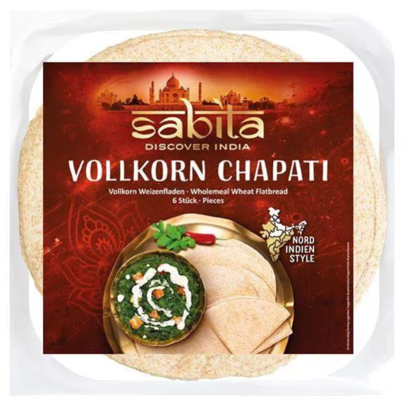 4013200860691 - Sabita VOLLKORN CHAPATI Vollkorn Weizenfladen 370g (MHD 13062024)