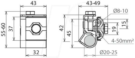 4013364380660 - 540121 - Anschlussklemme für Tiefenerder Ø 20-25 mm