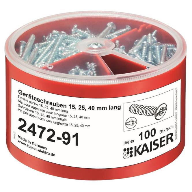 4013456548831 - Kaiser Geräteschrauben-Box 2472-91 ** je 100 Schrauben Ø32xLänge 15 25 40