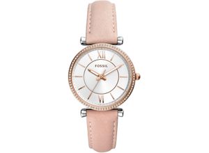 4013496133349 - Quarzuhr FOSSIL CARLIE ES4484 Armbanduhren rosa Damen Quarzuhren Armbanduhr Damenuhr Glassteine Lederarmband