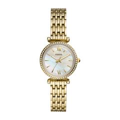 4013496911619 - Quarzuhr FOSSIL CARLIE MINI ES4735 Armbanduhren goldfarben Damen Quarzuhren Armbanduhr Damenuhr Perlmutt-Zifferblatt Edelstahlarmband