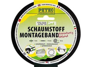 4013558872001 - Schaumstoff Montageband doppelseitig klebend 10m x 19mm schwarz - Petec