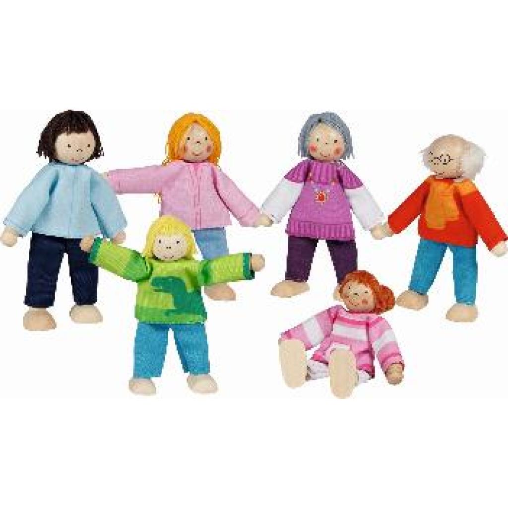 4013594514965 - Wooden Dollhouse Dolls Flexible Modern Family 6pcs