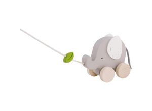 4013594548663 - Wooden Pull Animal Elephant with Leaf