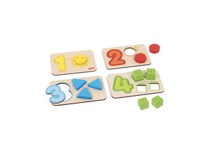 4013594573573 - Wooden Shape Puzzle Numbers and Shapes 18pcs Holz