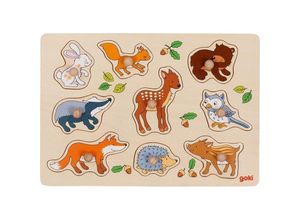 4013594573870 - Wooden Stud Puzzle Forest Animals 9 pcs Holz