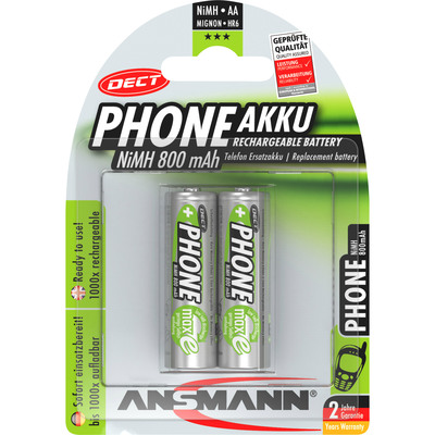 4013674030903 - Akku aa Mignon 800mAh 12V NiMH für Telefon 2 Stück - wiederaufladbar - Ansmann