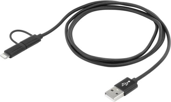 4013674131259 - Apple iPad iPhone iPod Handy Laptop Ladekabel [1x USB-A 20 Stecker - 1x Micro-USB Stecker Apple Dockingstecker Lightning] 120 m Schwarz