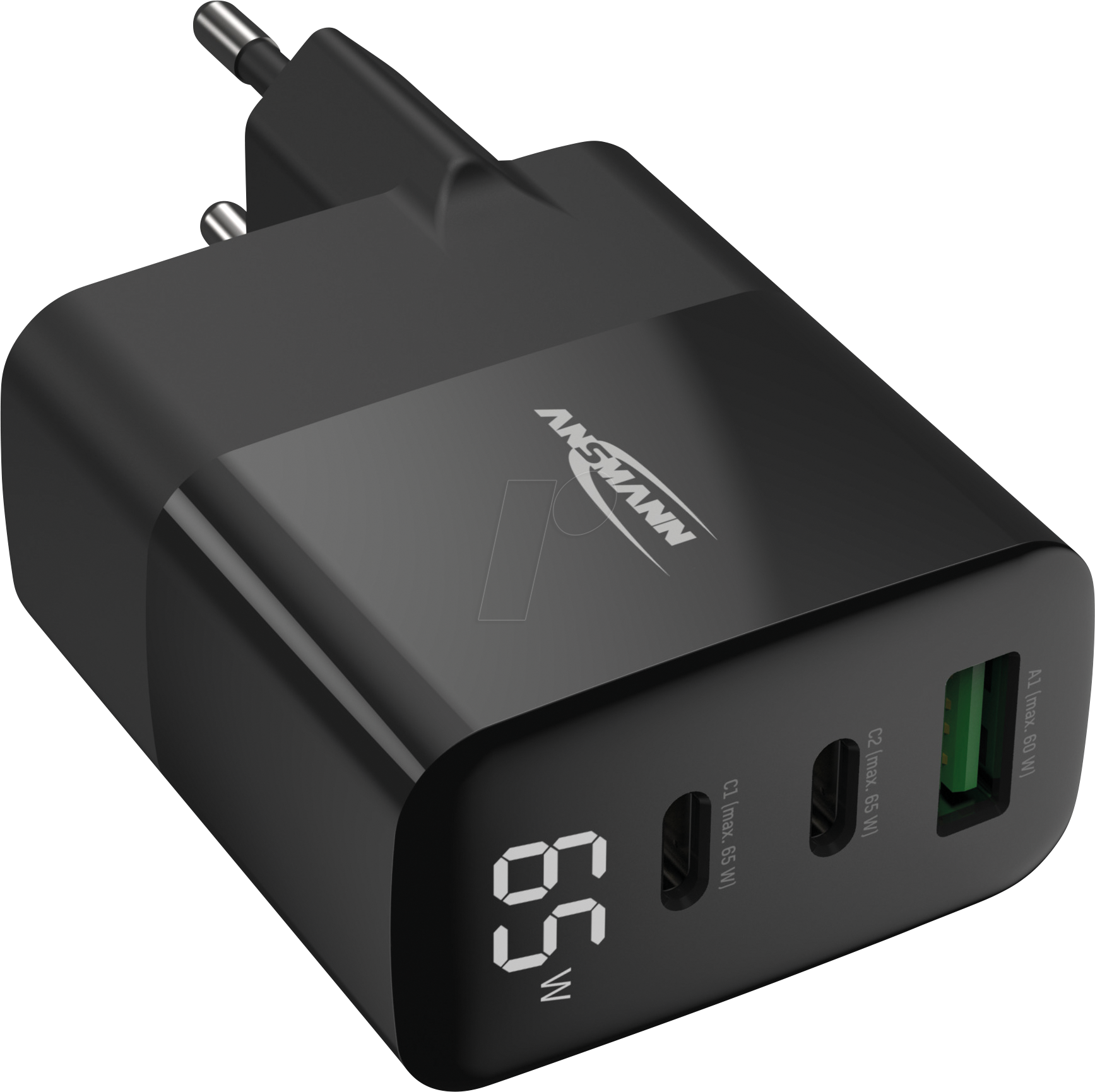 4013674195077 - 3-Port usb Ladegerät mit bis zu 65 w   Schnellladefähig und mit intelligenter Ladesteuerung - Ansmann