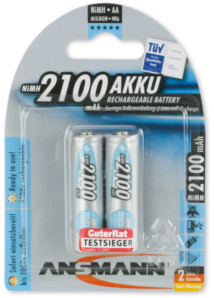 4013674309924 - Akku aa Mignon 2100mAh 12V - aufladbare aa Batterien mit maxE 2 Stück - Ansmann