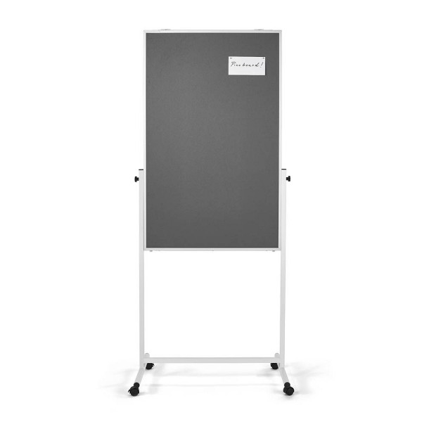 4013695018102 - Moderationstafel 11112101 75x120cm Filz + Whiteboard (beidseitig) pinnbar beschreibbar magnetisch mit Rollen grau + weiß