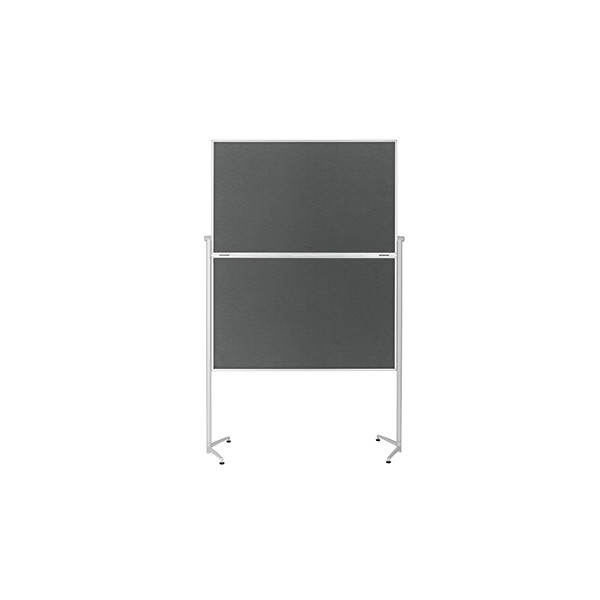 4013695051451 - Moderationstafel 1151301 120x150cm Filz + Filz (beidseitig) pinnbar klappbar mit Rollen grau + grau 4013695051451 Magnetop