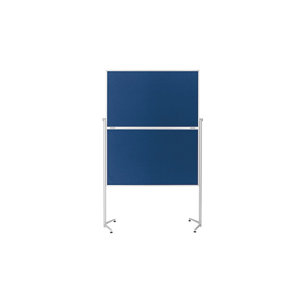 4013695051468 - Moderationstafel 1151303 120x150cm Filz + Filz (beidseitig) pinnbar klappbar mit Rollen blau + blau