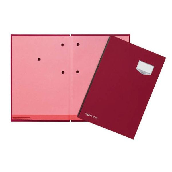 4013951000926 - Unterschriftenmappe de Luxe 24201 A4 Leinen rot mit Einsteckschild 20 Fächer