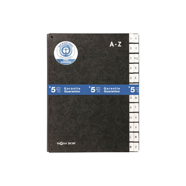 4013951002067 - Pagna - Pultordner Classic din A4 a-z Hartpappe 80 % recycelt schwarz 24 Fächer